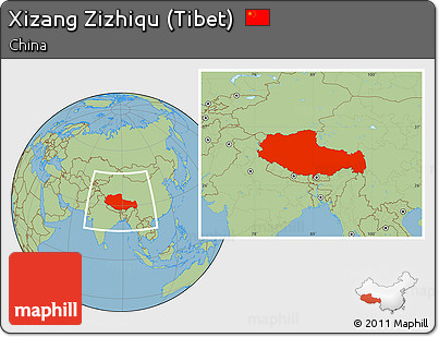Savanna Style Location Map of Xizang Zizhiqu (Tibet)