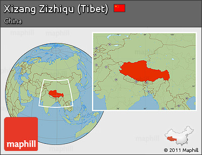 Savanna Style Location Map of Xizang Zizhiqu (Tibet)