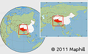 Savanna Style Location Map of Xizang Zizhiqu (Tibet), highlighted country, within the entire country