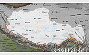Physical Map of Xizang Zizhiqu (Tibet), darken, semi-desaturated