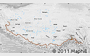 Physical Map of Xizang Zizhiqu (Tibet), lighten, desaturated