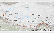 Physical Map of Xizang Zizhiqu (Tibet), lighten, semi-desaturated
