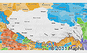 Physical Map of Xizang Zizhiqu (Tibet), political shades outside