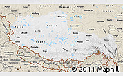 Physical Map of Xizang Zizhiqu (Tibet), shaded relief outside