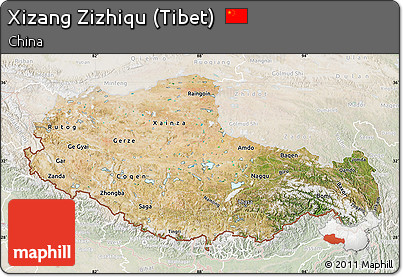 Satellite Map of Xizang Zizhiqu (Tibet), lighten