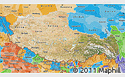 Satellite Map of Xizang Zizhiqu (Tibet), political shades outside