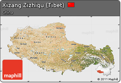 Satellite Map of Xizang Zizhiqu (Tibet), single color outside