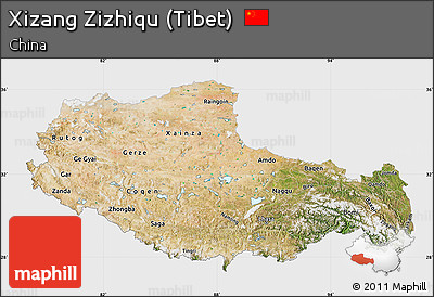 Satellite Map of Xizang Zizhiqu (Tibet), single color outside
