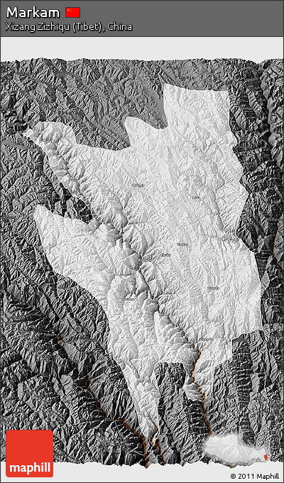 Physical 3D Map of Markam, darken