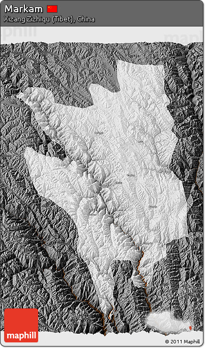 Physical 3D Map of Markam, darken