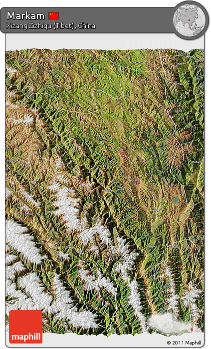 Satellite 3D Map of Markam