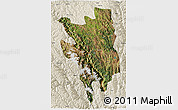 Satellite 3D Map of Markam, shaded relief outside