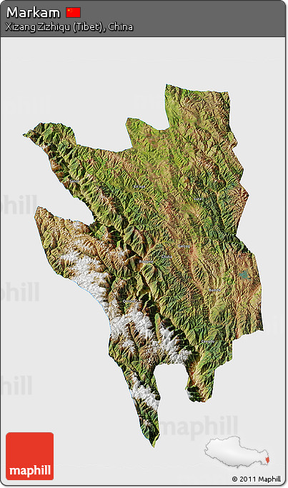 Satellite 3D Map of Markam, single color outside
