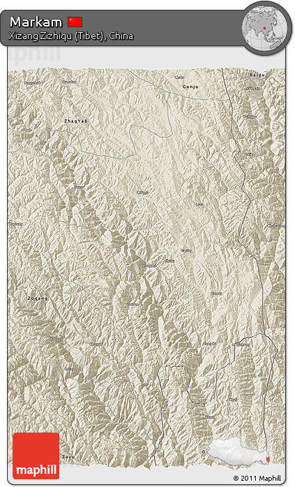 Shaded Relief 3D Map of Markam