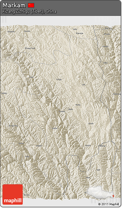 Shaded Relief 3D Map of Markam