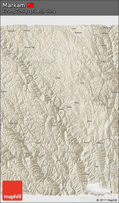 Shaded Relief 3D Map of Markam