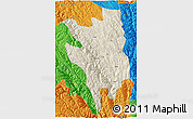 Shaded Relief 3D Map of Markam, political outside