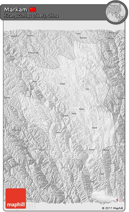 Silver Style 3D Map of Markam