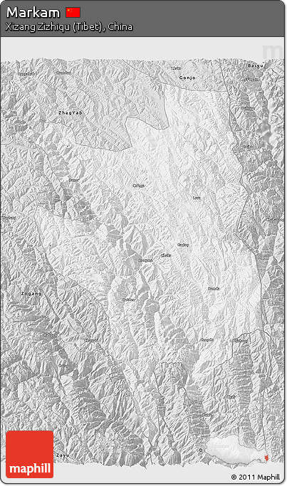 Silver Style 3D Map of Markam