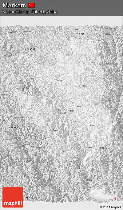 Silver Style 3D Map of Markam
