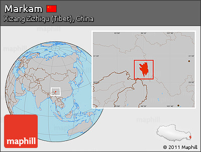 Gray Location Map of Markam