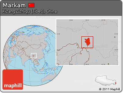 Gray Location Map of Markam