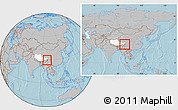 Gray Location Map of Markam, highlighted parent region, within the entire country, hill shading