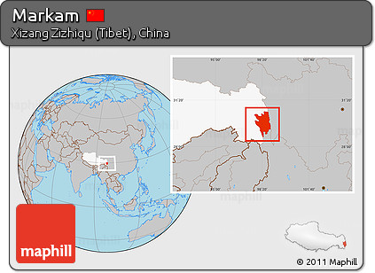 Gray Location Map of Markam, highlighted parent region