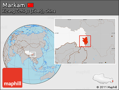 Gray Location Map of Markam, highlighted parent region
