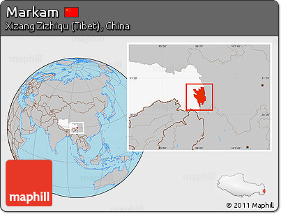 Gray Location Map of Markam, highlighted parent region