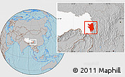 Gray Location Map of Markam, highlighted parent region, hill shading