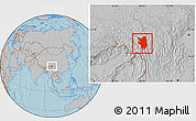 Gray Location Map of Markam, hill shading