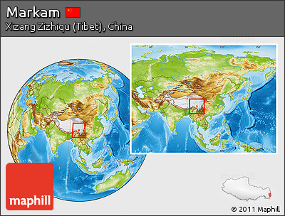 Physical Location Map of Markam, within the entire country