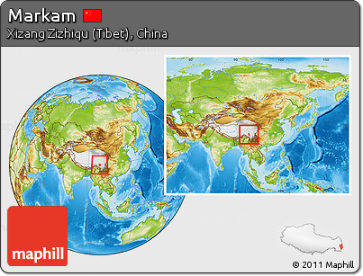 Physical Location Map of Markam, within the entire country