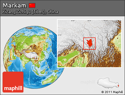 Physical Location Map of Markam