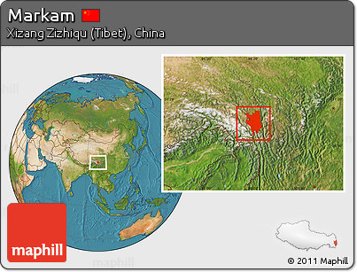Satellite Location Map of Markam