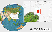 Satellite Location Map of Markam, highlighted country