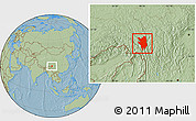 Savanna Style Location Map of Markam, hill shading