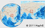 Shaded Relief Location Map of Markam, within the entire country