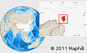 Shaded Relief Location Map of Markam, highlighted country