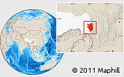 Shaded Relief Location Map of Markam, highlighted parent region