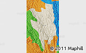 Shaded Relief Map of Markam, political outside