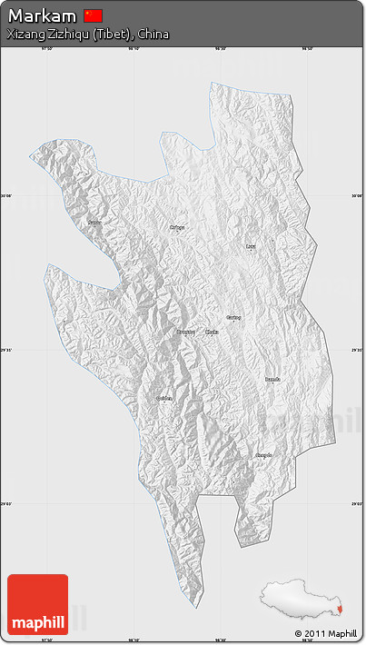 Silver Style Map of Markam, single color outside