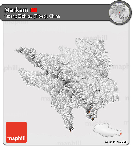 Physical Panoramic Map of Markam, cropped outside