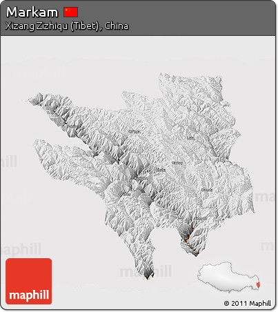 Physical Panoramic Map of Markam, cropped outside