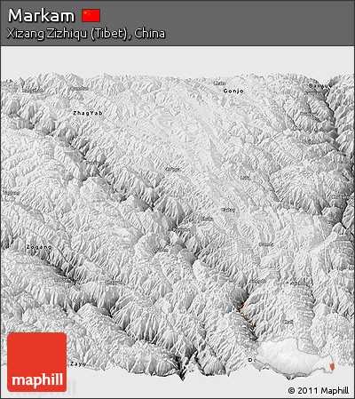 Physical Panoramic Map of Markam, desaturated
