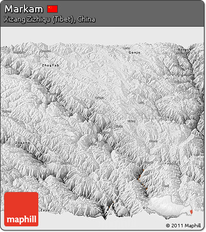 Physical Panoramic Map of Markam, desaturated