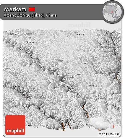 Physical Panoramic Map of Markam