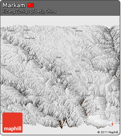 Physical Panoramic Map of Markam