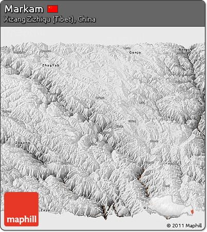 Physical Panoramic Map of Markam, semi-desaturated